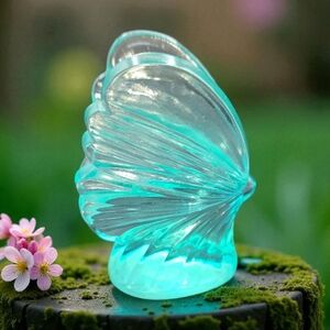 Fenton Aquamarine Glass Butterfly Figurine 5271-A Vintage 1995-96